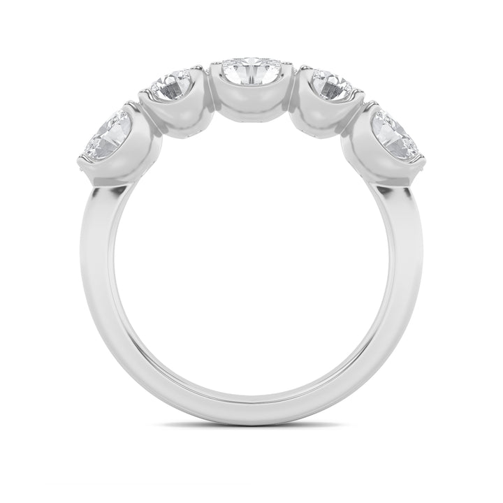 2Cttw Oval Shaped Lab Grown Diamond (F/VVS) Five Stone Band Ring in 14K Gold