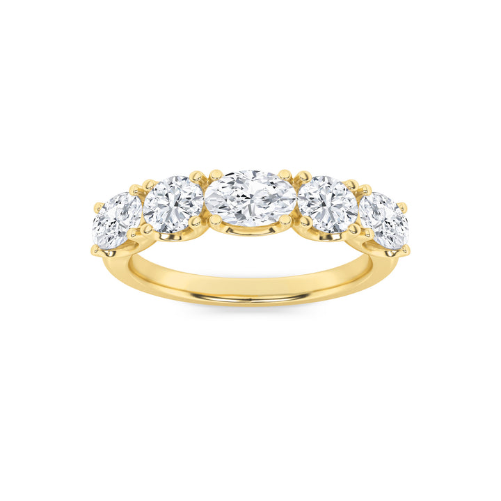 2Cttw Oval Shaped Lab Grown Diamond (F/VVS) Five Stone Band Ring in 14K Gold