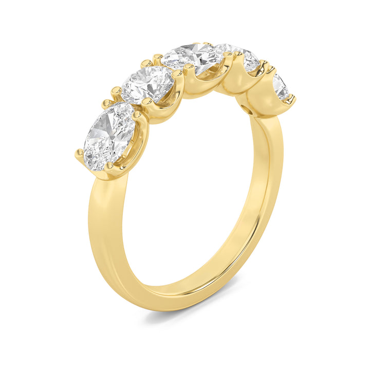 2Cttw Oval Shaped Lab Grown Diamond (F/VVS) Five Stone Band Ring in 14K Gold