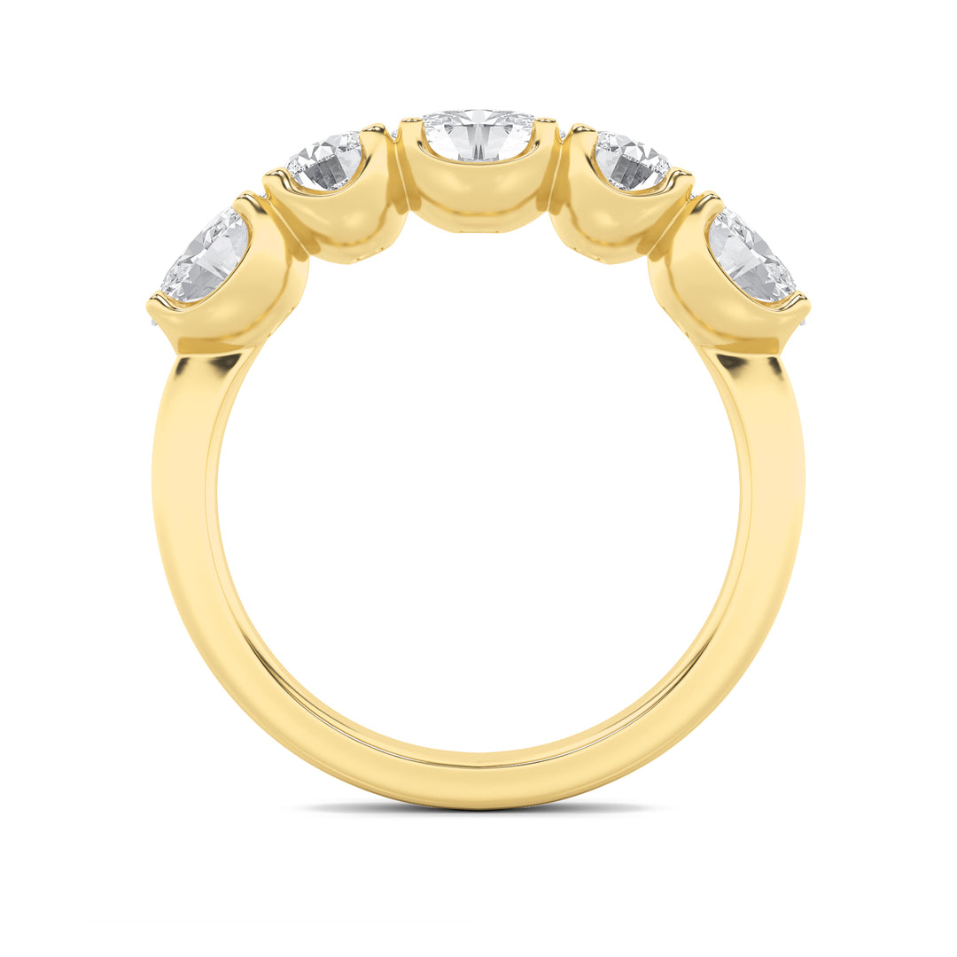2Cttw Oval Shaped Lab Grown Diamond (F/VVS) Five Stone Band Ring in 14K Gold