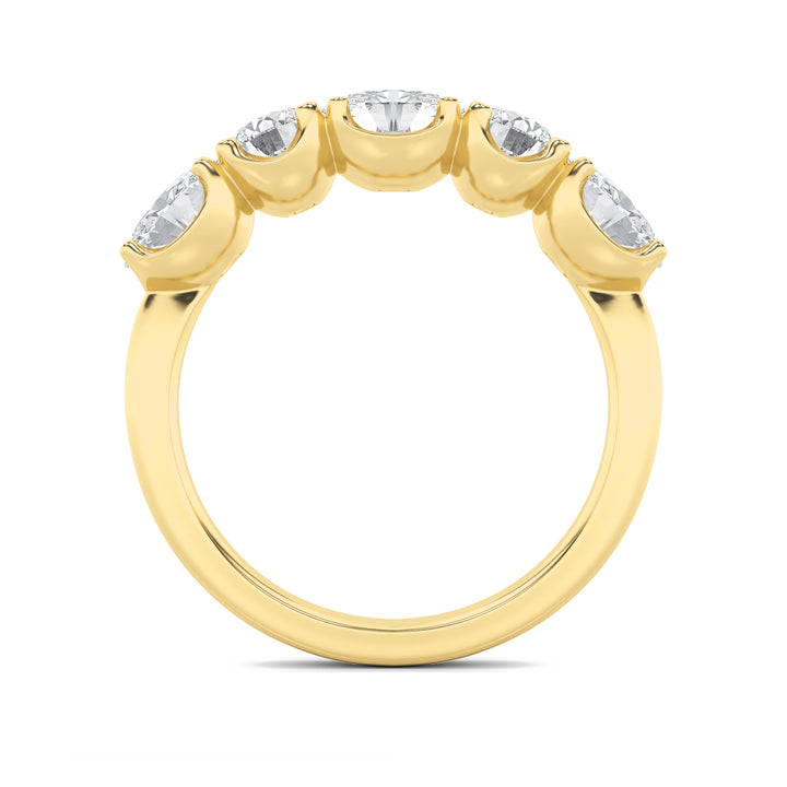 2Cttw Oval Shaped Lab Grown Diamond (F/VVS) Five Stone Band Ring in 14K Gold