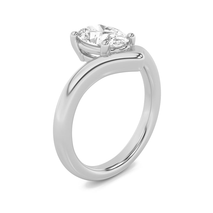 1.5Cttw Oval Shaped Lab Grown Diamond (G/VS) Chevron Solitaire Engagement Ring in 14K Gold