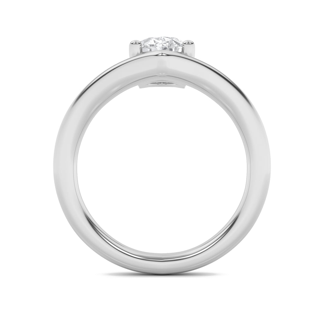 1.5Cttw Oval Shaped Lab Grown Diamond (G/VS) Chevron Solitaire Engagement Ring in 14K Gold