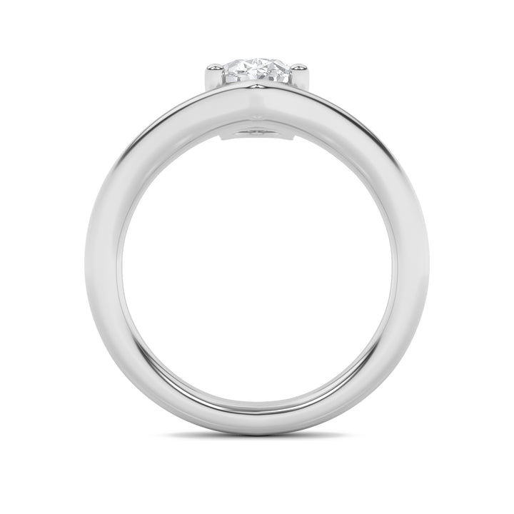 1.5Cttw Oval Shaped Lab Grown Diamond (G/VS) Chevron Solitaire Engagement Ring in 14K Gold