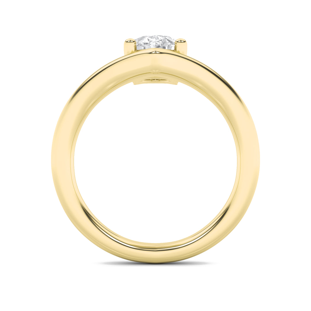 1.5Cttw Oval Shaped Lab Grown Diamond (G/VS) Chevron Solitaire Engagement Ring in 14K Gold