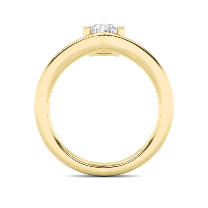 1.5Cttw Oval Shaped Lab Grown Diamond (G/VS) Chevron Solitaire Engagement Ring in 14K Gold