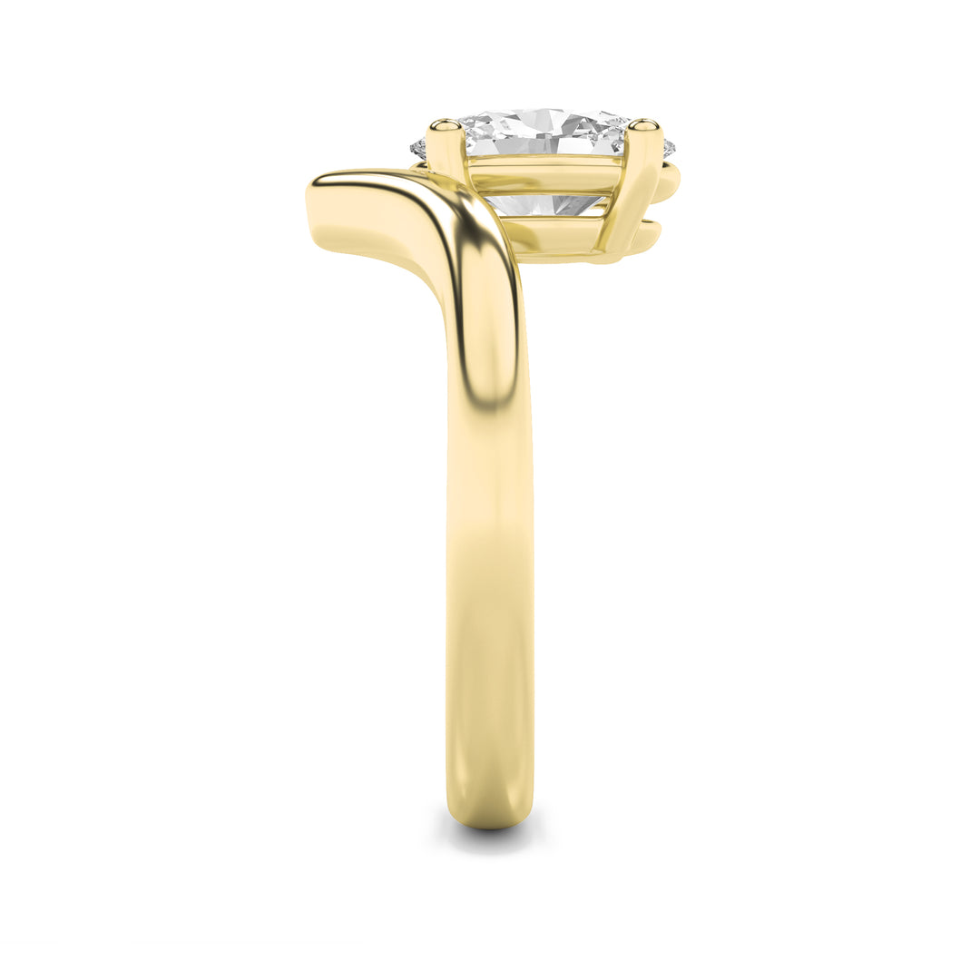 1.5Cttw Oval Shaped Lab Grown Diamond (G/VS) Chevron Solitaire Engagement Ring in 14K Gold