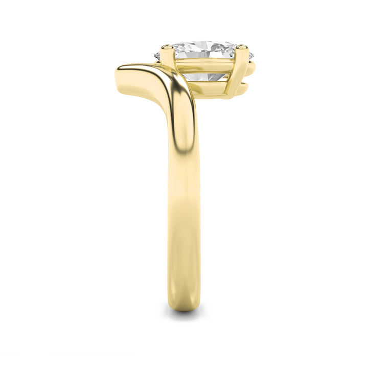 1.5Cttw Oval Shaped Lab Grown Diamond (G/VS) Chevron Solitaire Engagement Ring in 14K Gold