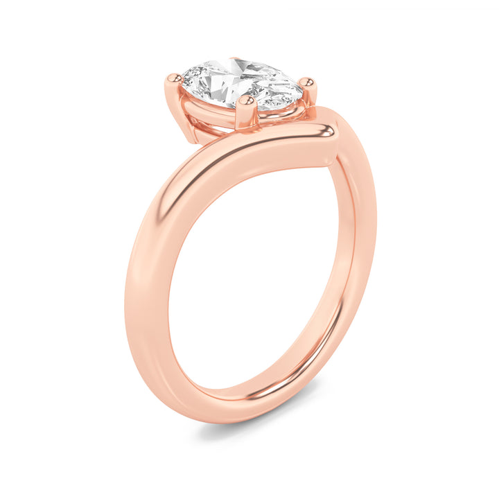 1.5Cttw Oval Shaped Lab Grown Diamond (F/VS) Chevron Solitaire Engagement Ring in 14K Gold