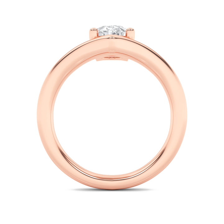 1.5Cttw Oval Shaped Lab Grown Diamond (F/VS) Chevron Solitaire Engagement Ring in 14K Gold