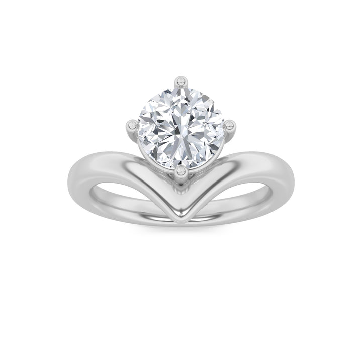 1.5Cttw Round Shaped Lab Grown Diamond (G/VS) Chevron Solitaire Engagement Ring in 14K Gold