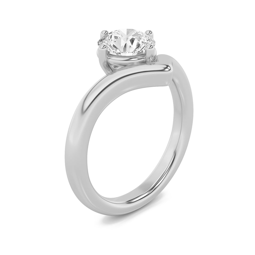 1.5Cttw Round Shaped Lab Grown Diamond (G/VS) Chevron Solitaire Engagement Ring in 14K Gold