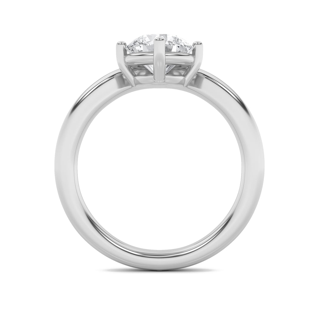 1.5Cttw Round Shaped Lab Grown Diamond (G/VS) Chevron Solitaire Engagement Ring in 14K Gold