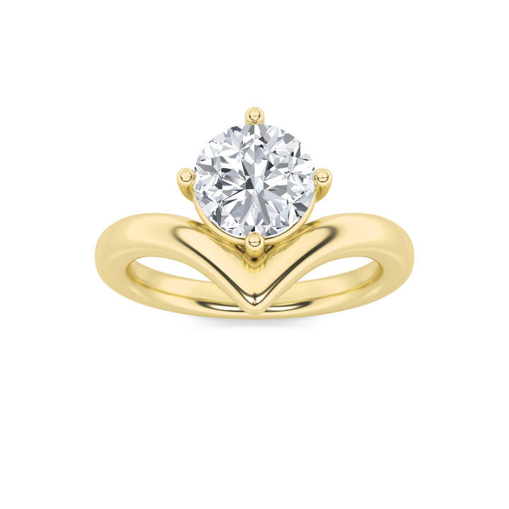1.5Cttw Round Shaped Lab Grown Diamond (G/VS) Chevron Solitaire Engagement Ring in 14K Gold