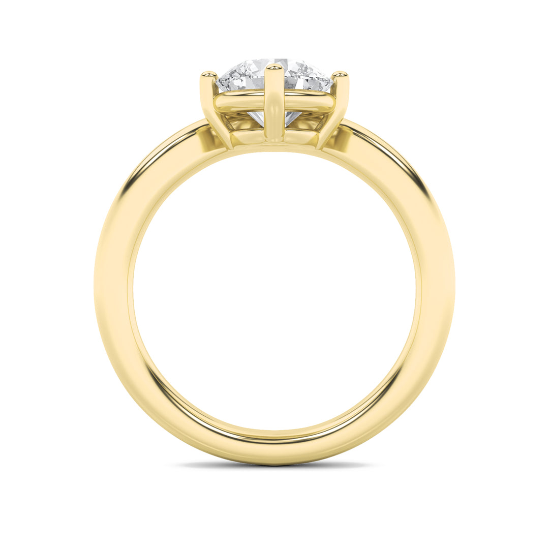 1.5Cttw Round Shaped Lab Grown Diamond (G/VS) Chevron Solitaire Engagement Ring in 14K Gold