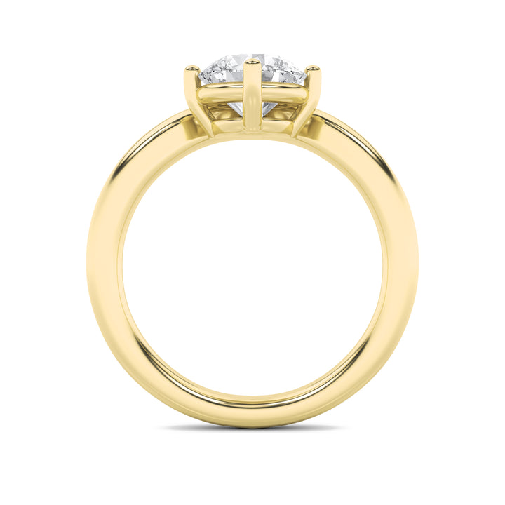 1.5Cttw Round Shaped Lab Grown Diamond (G/VS) Chevron Solitaire Engagement Ring in 14K Gold