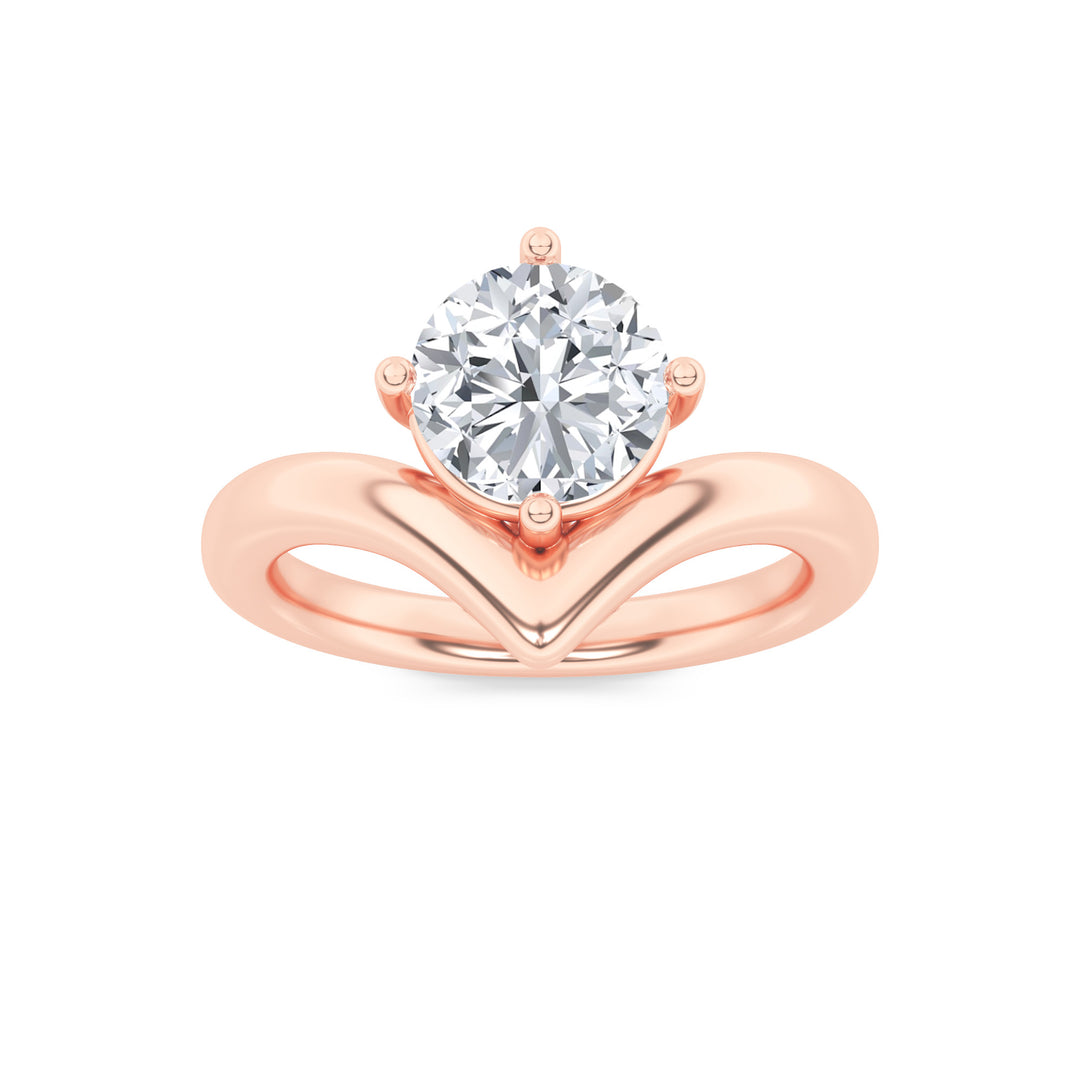 1.5Cttw Round Shaped Lab Grown Diamond (G/VS) Chevron Solitaire Engagement Ring in 14K Gold