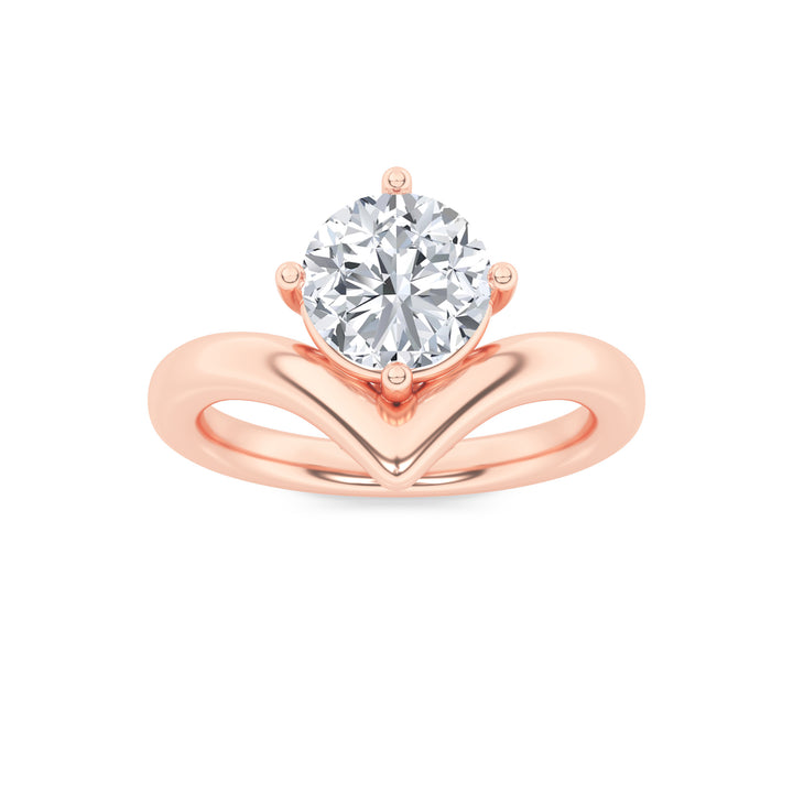 1.5Cttw Round Shaped Lab Grown Diamond (G/VS) Chevron Solitaire Engagement Ring in 14K Gold