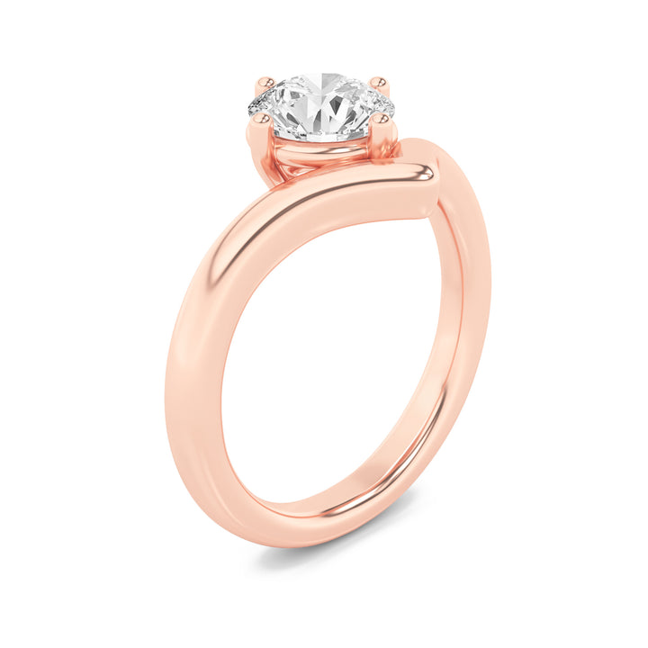 1.5Cttw Round Shaped Lab Grown Diamond (G/VS) Chevron Solitaire Engagement Ring in 14K Gold