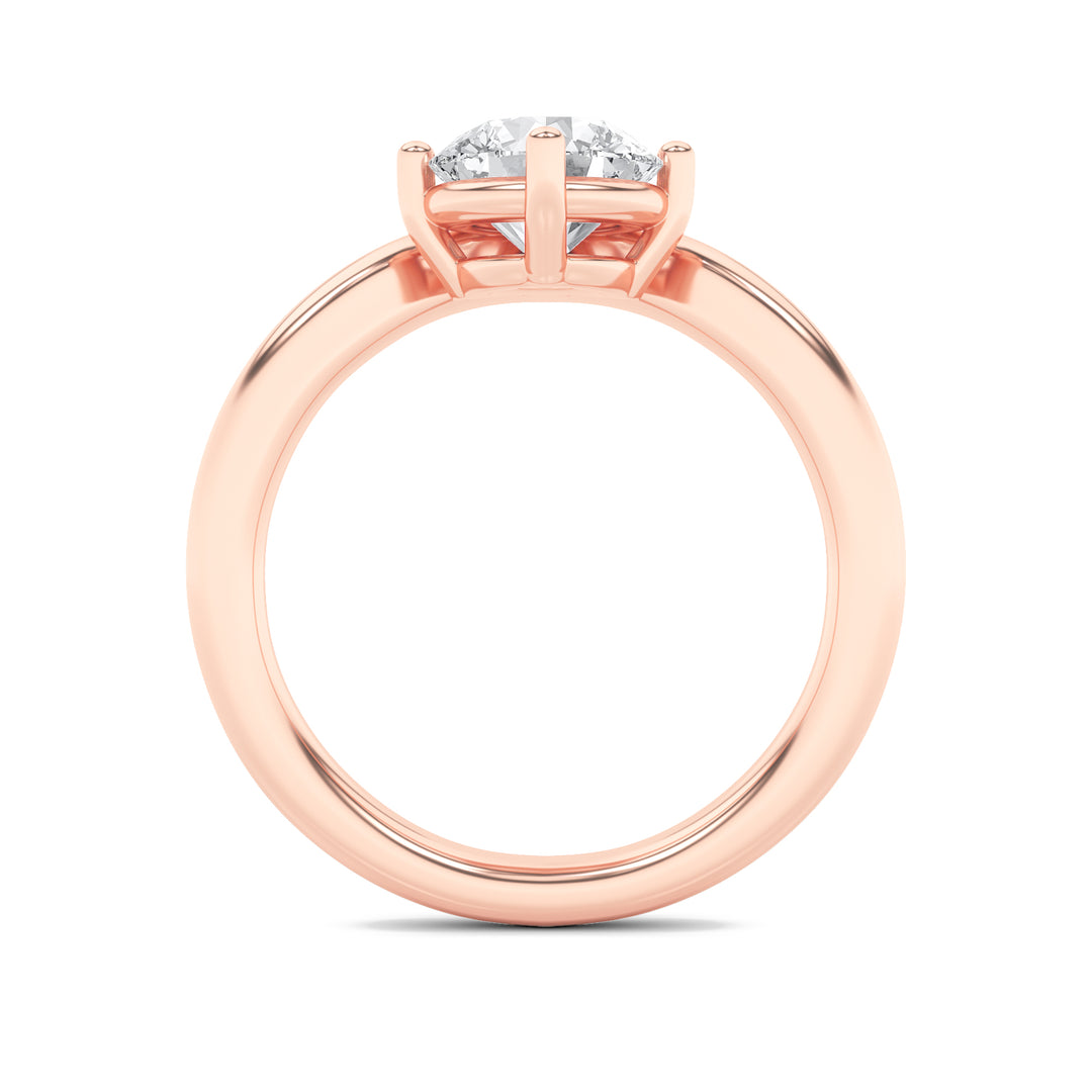 1.5Cttw Round Shaped Lab Grown Diamond (G/VS) Chevron Solitaire Engagement Ring in 14K Gold