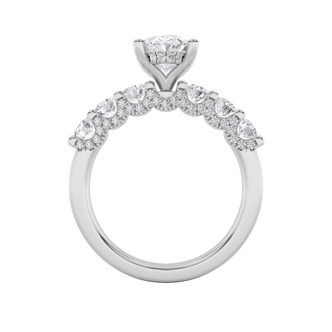 2.5Cttw Oval Shaped Lab Grown Diamond (G/VS) Accented Double Halo Set of Band and Ring in 14K Gold