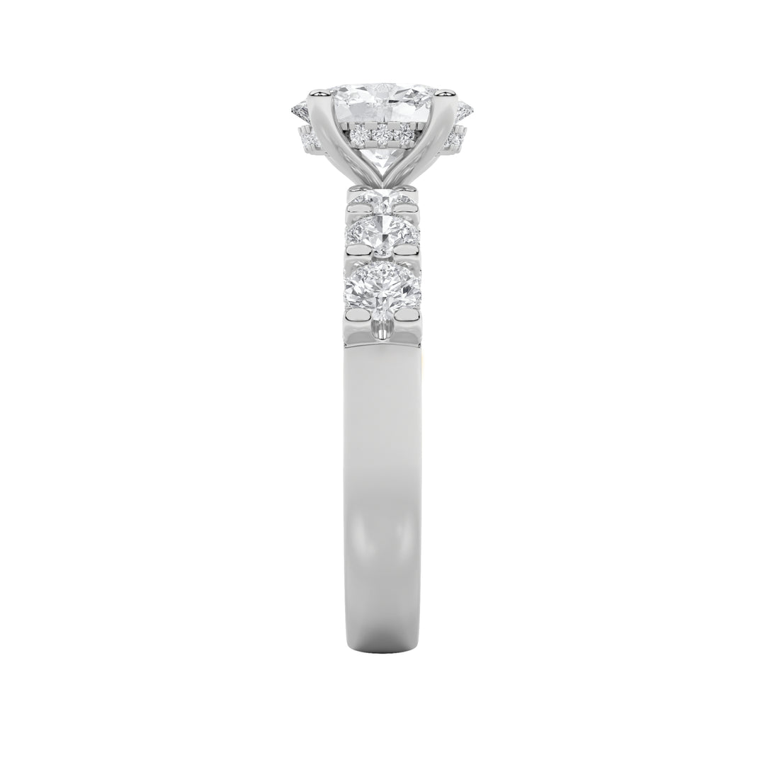 2.5Cttw Oval Shaped Lab Grown Diamond (G/VS) Accented Double Halo Set of Band and Ring in 14K Gold