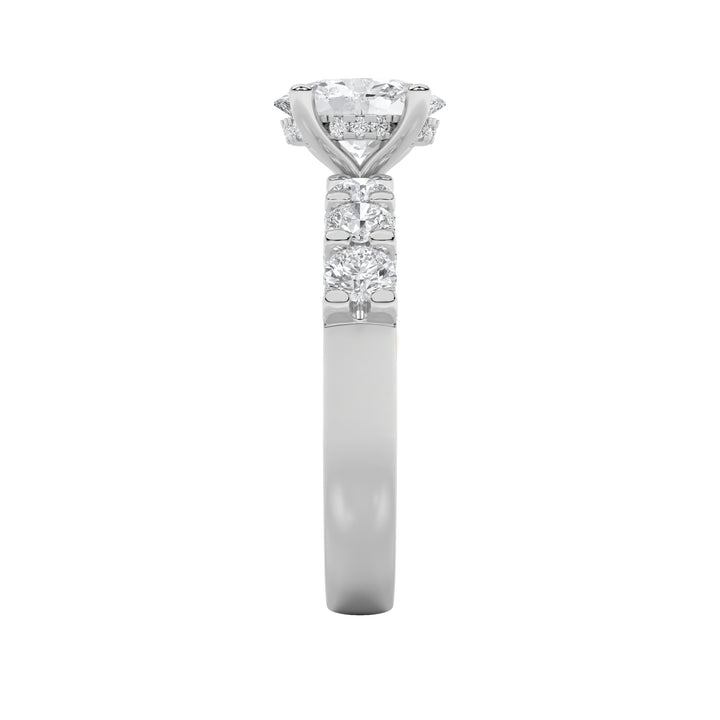 2.5Cttw Oval Shaped Lab Grown Diamond (G/VS) Accented Double Halo Set of Band and Ring in 14K Gold
