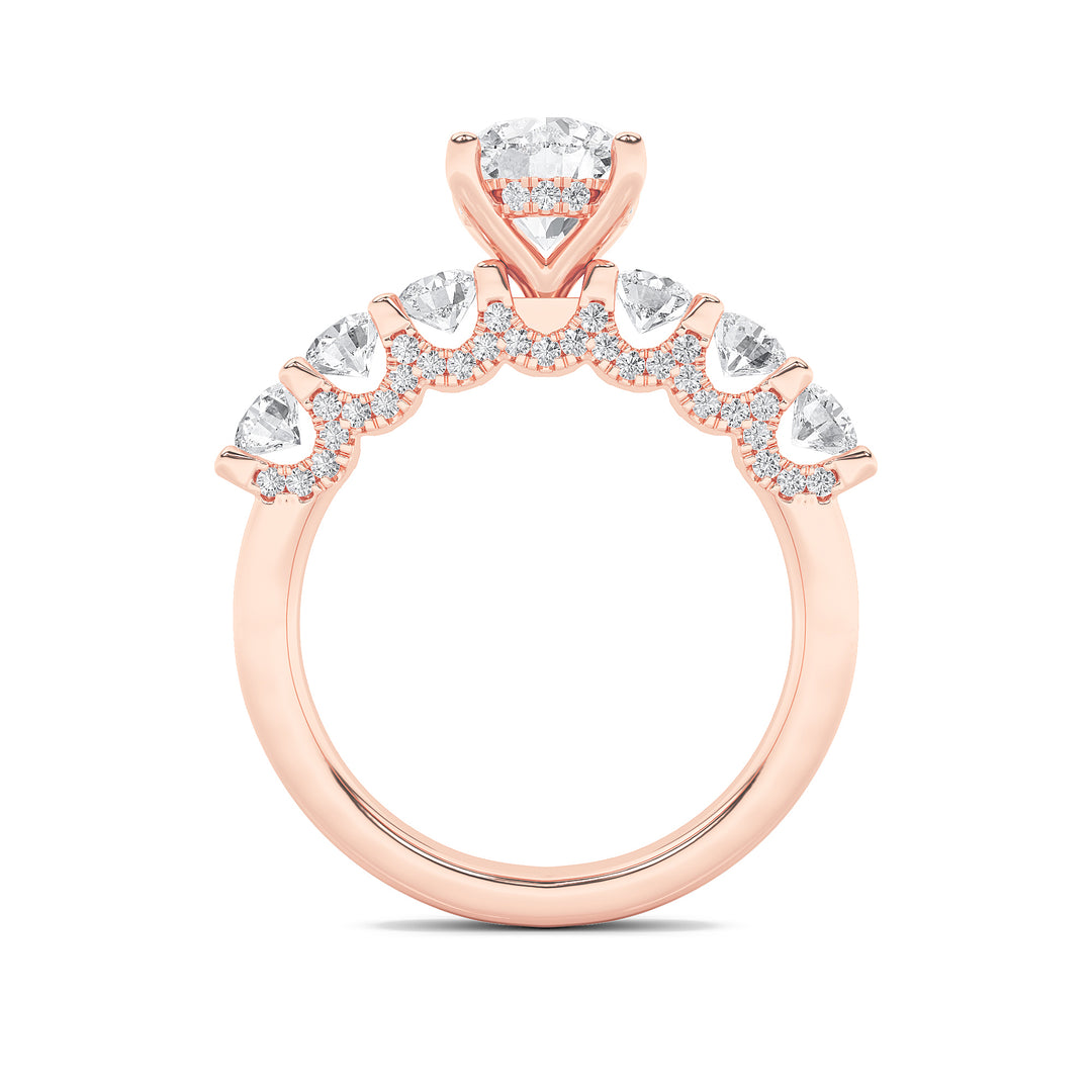 2.5Cttw Round Shaped Lab Grown Diamond (F/VS) Accented Double Halo Set of Band and  Ring in 14K Gold