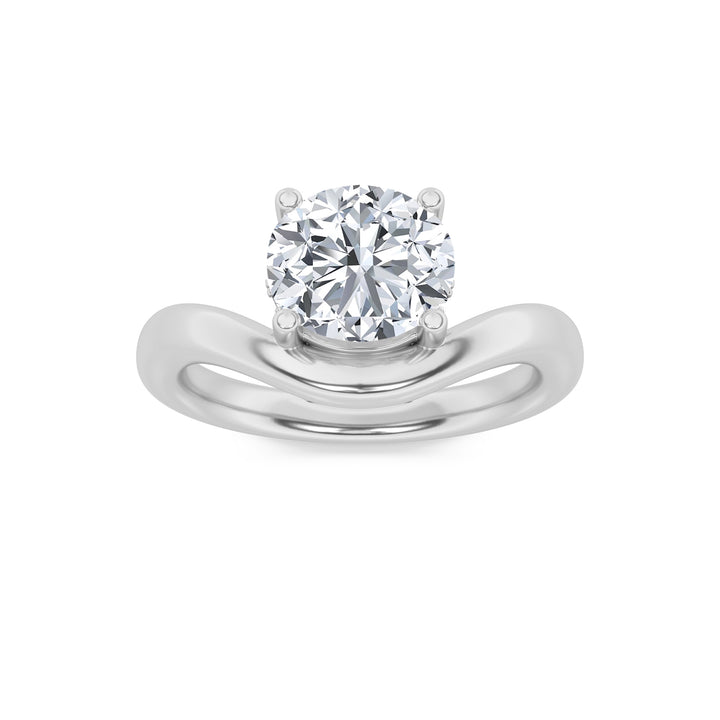 2Cttw Round Shaped Lab Grown Diamond (G/VS) Accented Solitaire Fancy Engagement Ring in 14K Gold