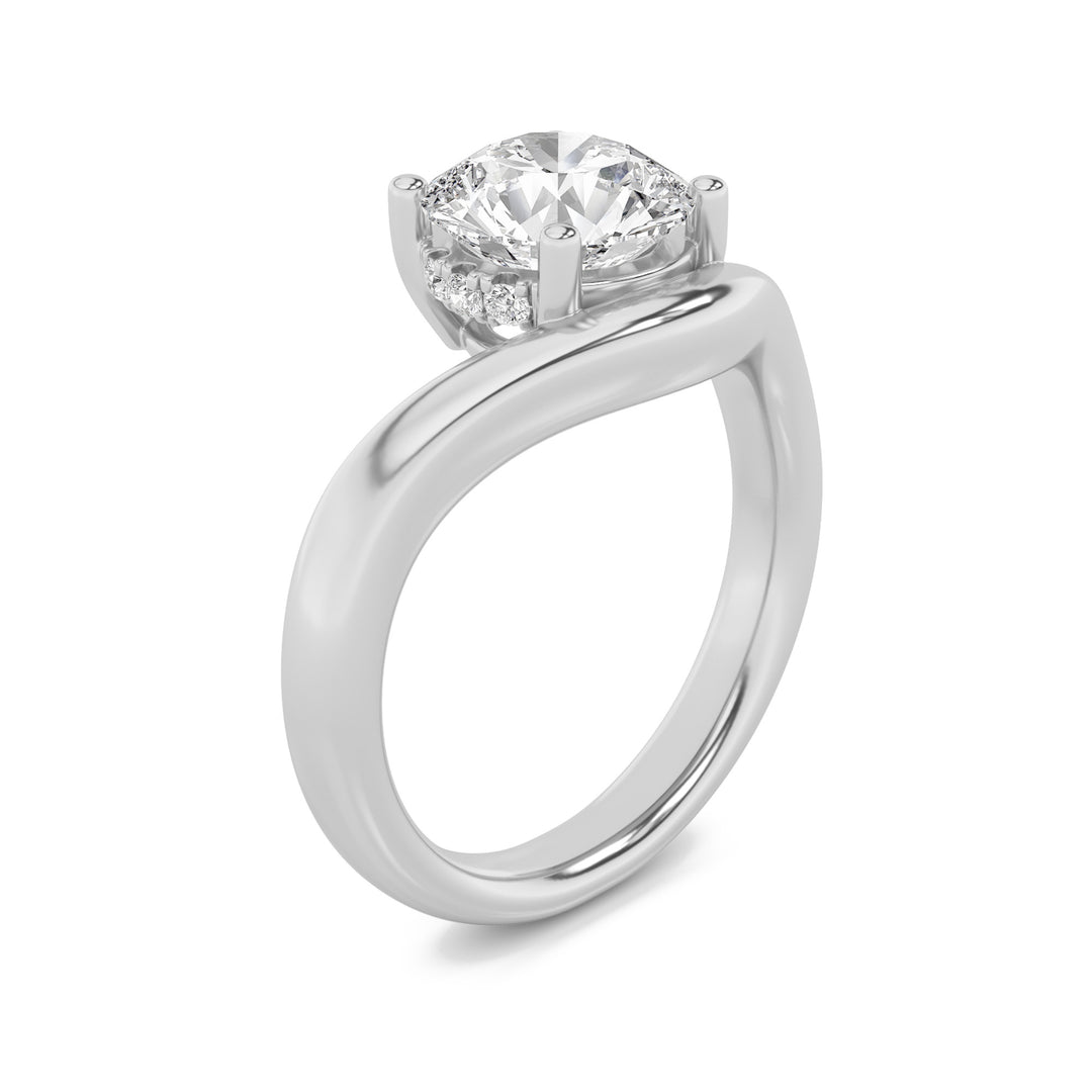 2Cttw Round Shaped Lab Grown Diamond (G/VS) Accented Solitaire Fancy Engagement Ring in 14K Gold