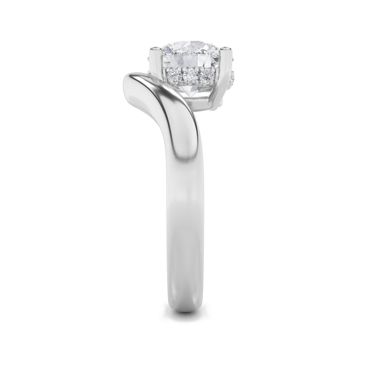 2Cttw Round Shaped Lab Grown Diamond (G/VS) Accented Solitaire Fancy Engagement Ring in 14K Gold