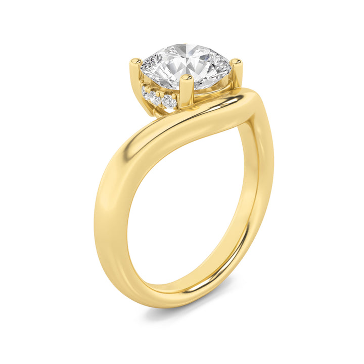 2Cttw Round Shaped Lab Grown Diamond (F/VS) Accented Solitaire Fancy Engagement Ring in 14K Gold