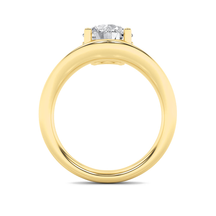 2Cttw Round Shaped Lab Grown Diamond (F/VS) Accented Solitaire Fancy Engagement Ring in 14K Gold