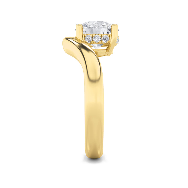 2Cttw Round Shaped Lab Grown Diamond (F/VS) Accented Solitaire Fancy Engagement Ring in 14K Gold
