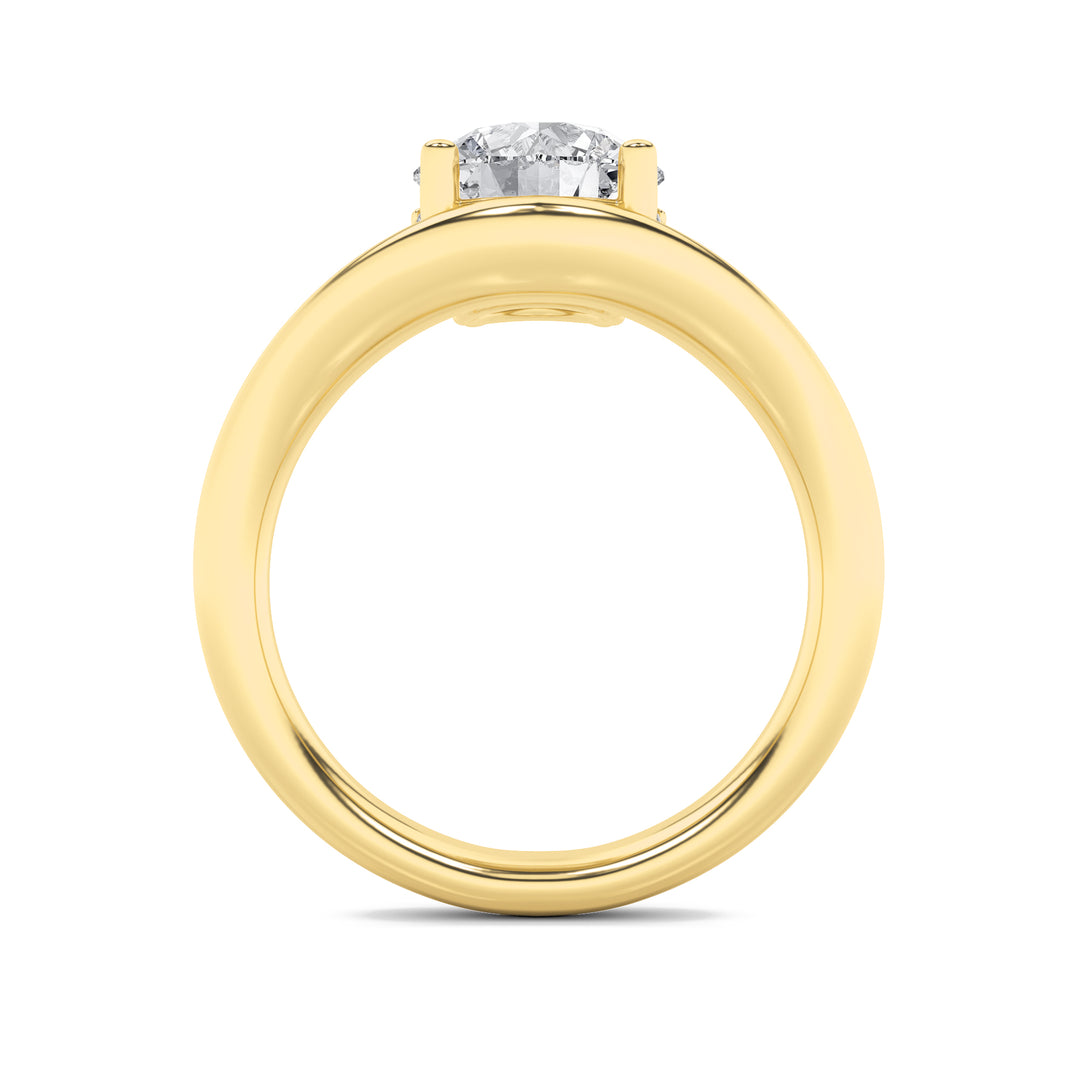 2Cttw Round Shaped Lab Grown Diamond (G/VS) Accented Solitaire Fancy Engagement Ring in 14K Gold