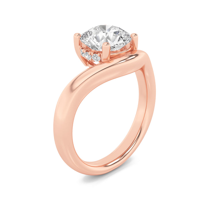 2Cttw Round Shaped Lab Grown Diamond (F/VS) Accented Solitaire Fancy Engagement Ring in 14K Gold