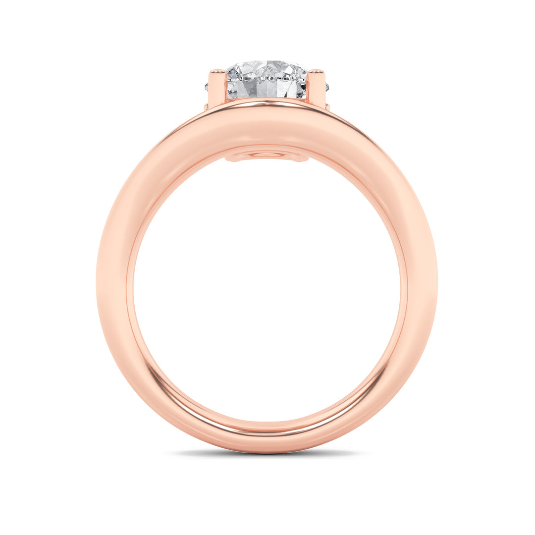 2Cttw Round Shaped Lab Grown Diamond (F/VS) Accented Solitaire Fancy Engagement Ring in 14K Gold
