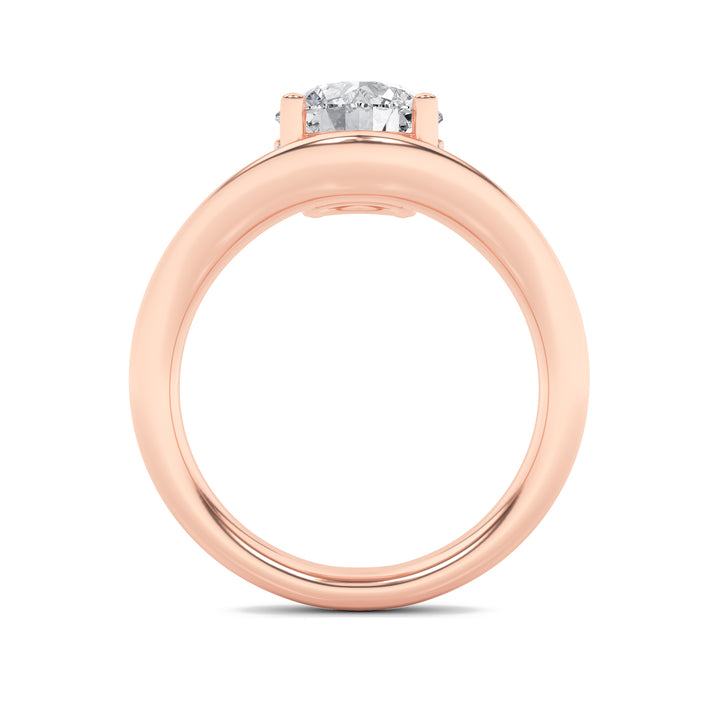 2Cttw Round Shaped Lab Grown Diamond (F/VS) Accented Solitaire Fancy Engagement Ring in 14K Gold