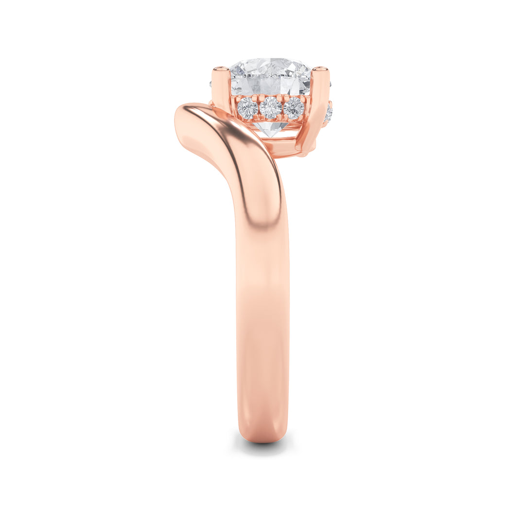 2Cttw Round Shaped Lab Grown Diamond (F/VS) Accented Solitaire Fancy Engagement Ring in 14K Gold