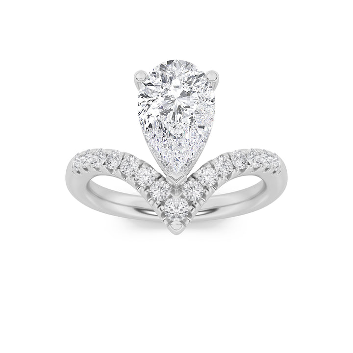 2Cttw Pear Shaped Lab Grown Diamond (G/VS) Accented Solitaire Fancy Engagement Ring in 14K Gold