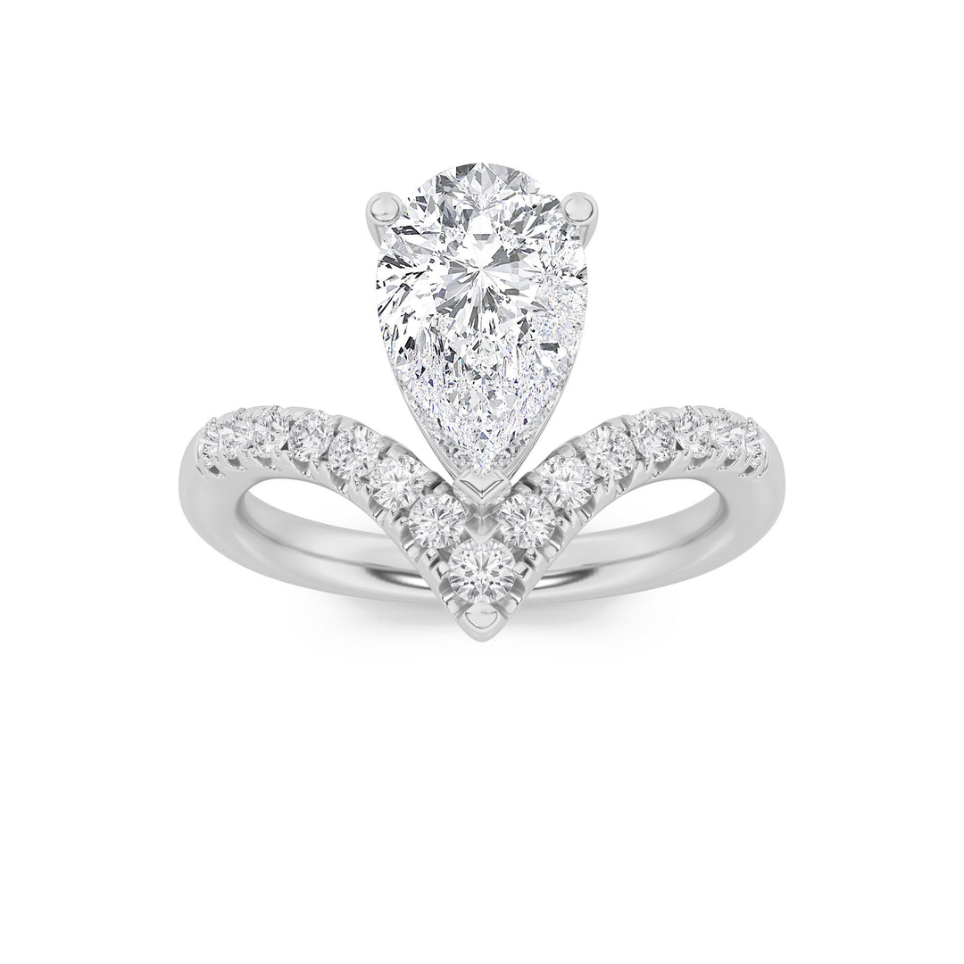 2Cttw Pear Shaped Lab Grown Diamond (G/VS) Accented Solitaire Fancy Engagement Ring in 14K Gold