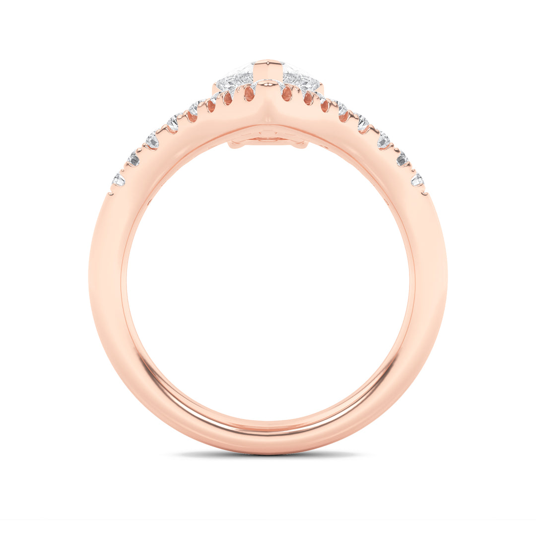 2Cttw Pear Shaped Lab Grown Diamond (F/VS) Accented Solitaire Fancy Engagement Ring in 14K Gold