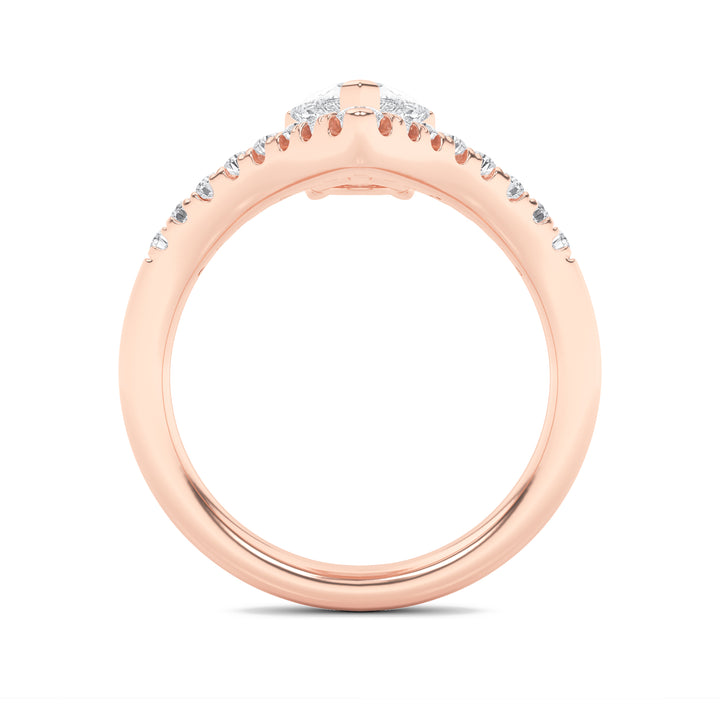 2Cttw Pear Shaped Lab Grown Diamond (F/VS) Accented Solitaire Fancy Engagement Ring in 14K Gold