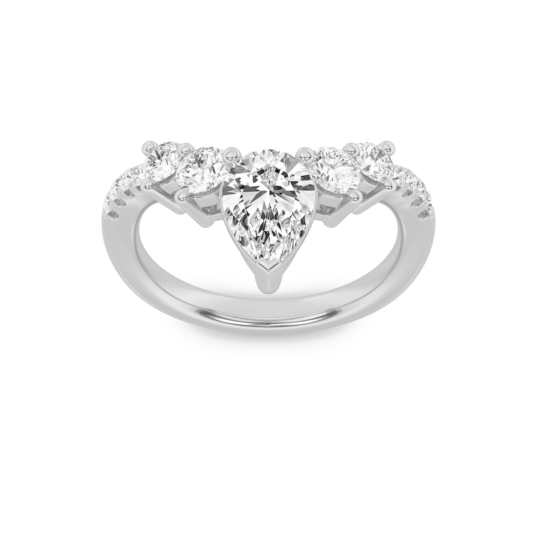 1.5CTW Pear Shaped Lab Grown Diamond (F/VS) Fancy Contour Ring in 14K Gold