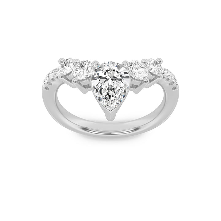 1.5CTW Pear Shaped Lab Grown Diamond (F/VS) Fancy Contour Ring in 14K Gold