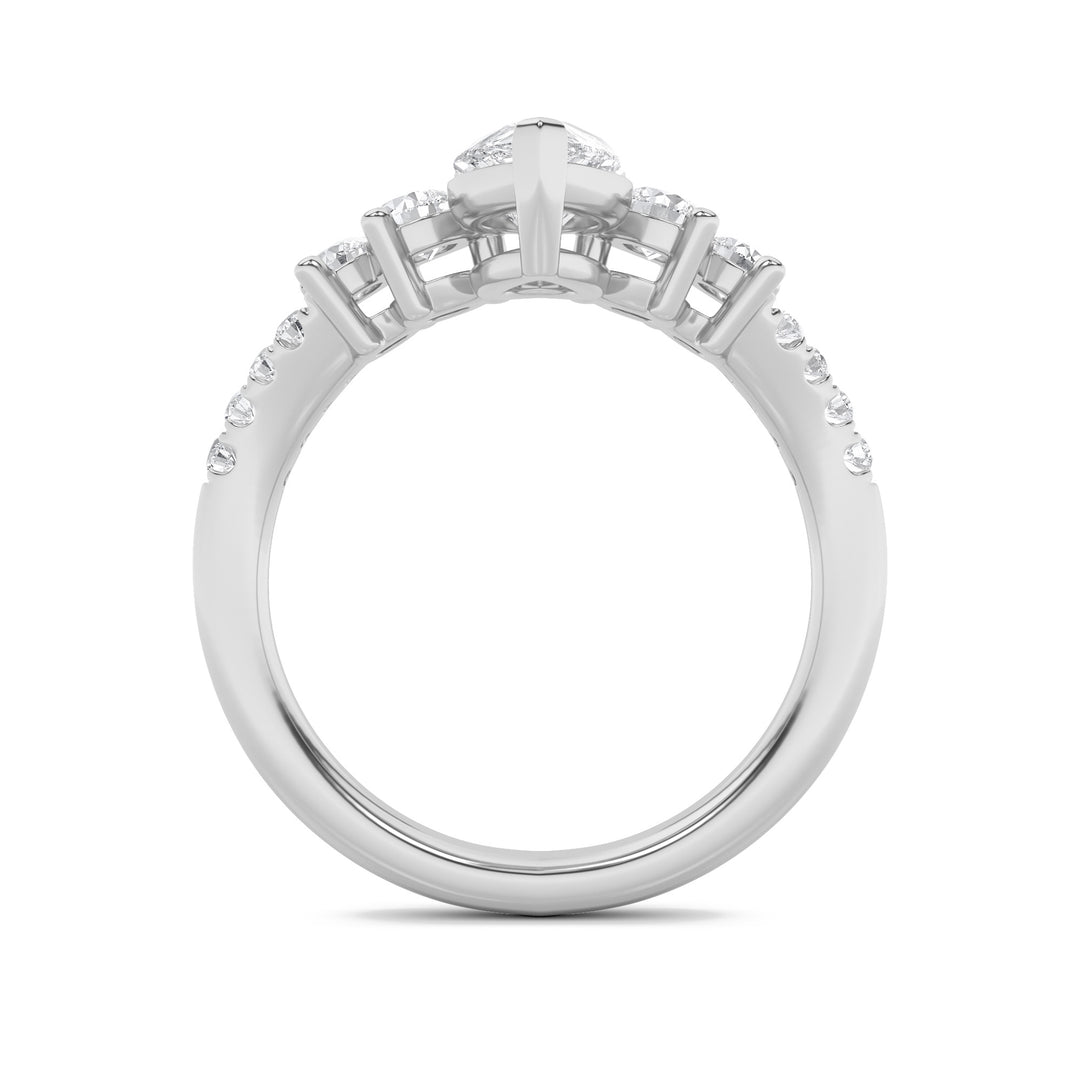 1.5CTW Pear Shaped Lab Grown Diamond (F/VS) Fancy Contour Ring in 14K Gold