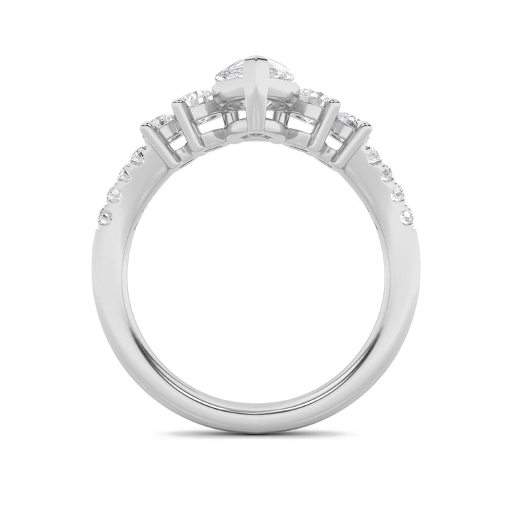 1.5CTW Pear Shaped Lab Grown Diamond (F/VS) Fancy Contour Ring in 14K Gold