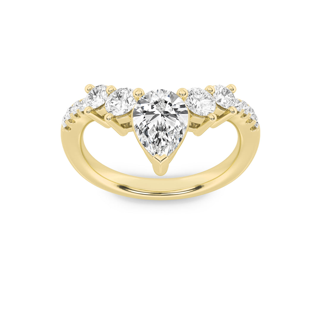 1.5CTW Pear Shaped Lab Grown Diamond (F/VS) Fancy Contour Ring in 14K Gold
