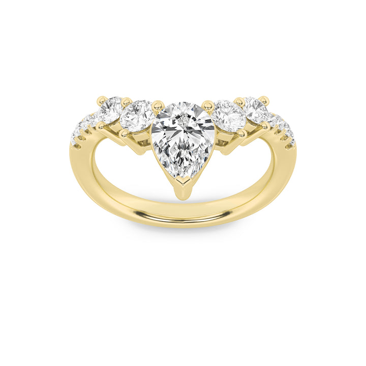 1.5CTW Pear Shaped Lab Grown Diamond (F/VS) Fancy Contour Ring in 14K Gold