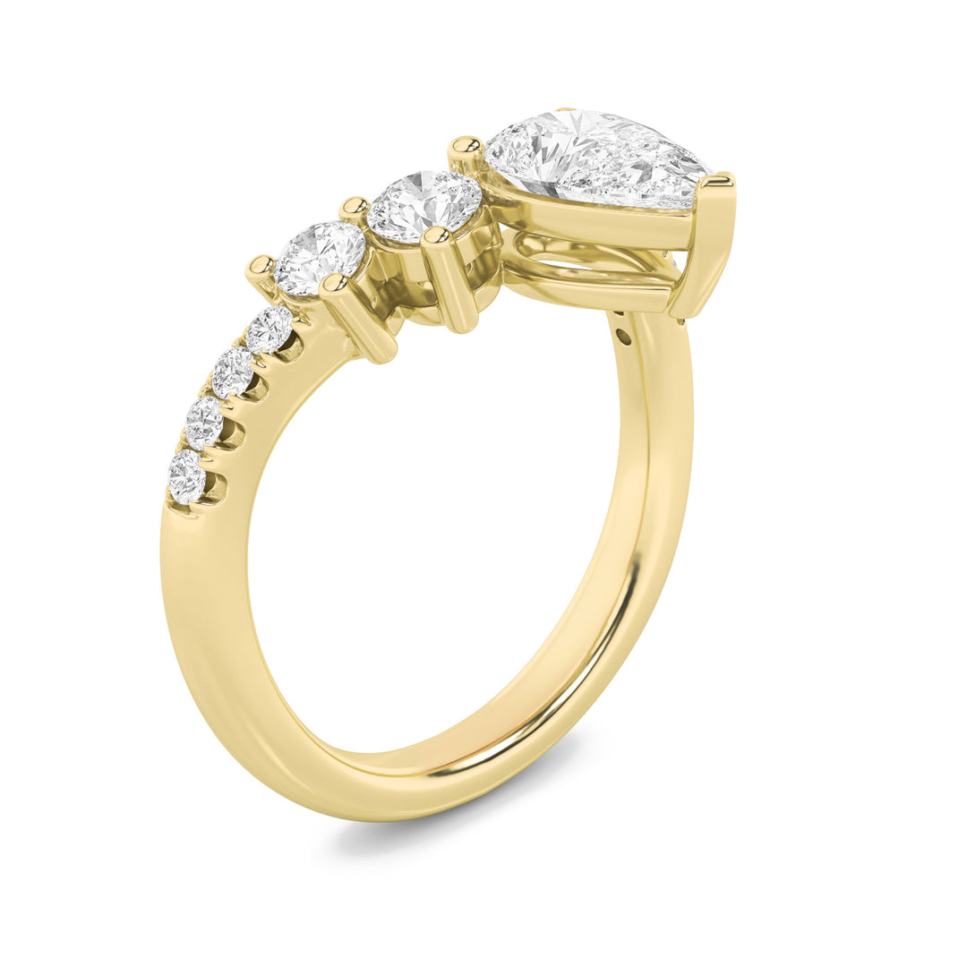 1.5CTW Pear Shaped Lab Grown Diamond (F/VS) Fancy Contour Ring in 14K Gold